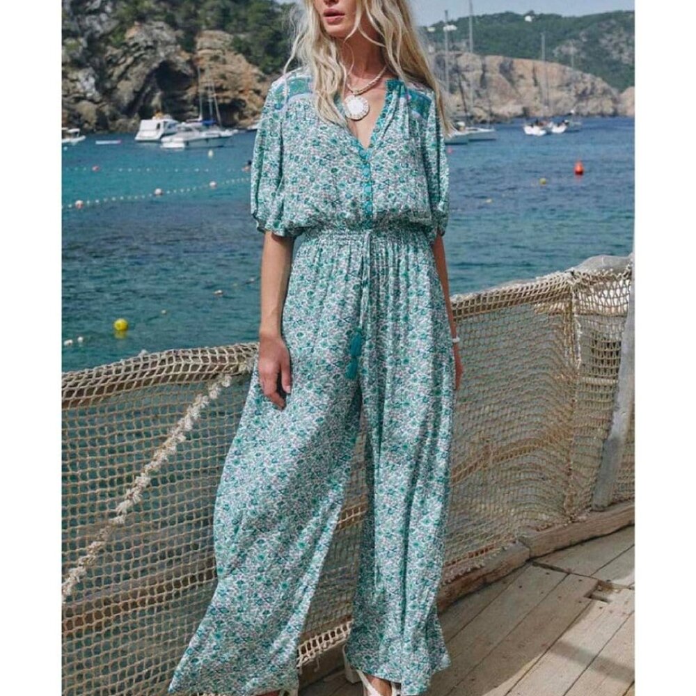 Spell Sienna Wide Leg Jumpsuit Jade L